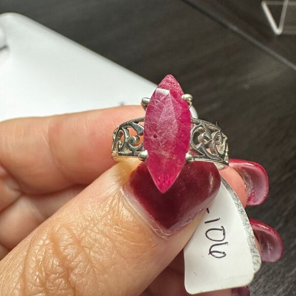Genuine 2ct marquis cut ruby solitaire ring in sterling silver! - Picture 7 of 13